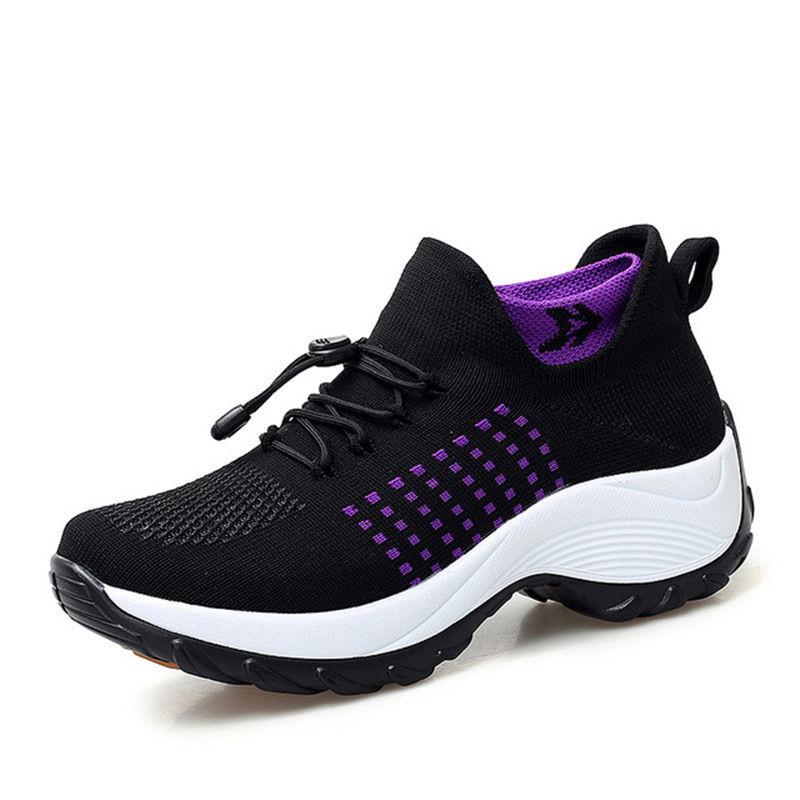 Women Flat Platform Shoes Women Non Slip Soft Sole Sneakers Breathable Mesh Tennis Ladies Sock Sneakers