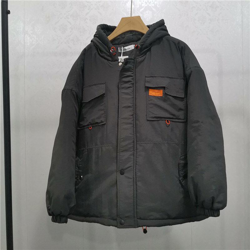 Cotton-padded Jacket Men's Jacket Tide Brand Autumn and Winter Trend Hooded Tooling Cotton-padded Jacket Lovers Cotton-padded Jacket Bread Clothes
