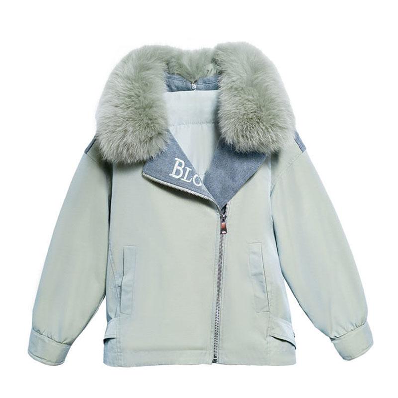 Thicken Hooded Parka Women Loose Embroidery Parka Coat with Big Fur Collar Outerwear Autumn Winter Cotton Jacket  Coat Parkas Female