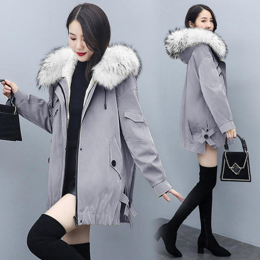 Parkas Women's Down Padded Jacket Women's Mid-length Korean Style Loose Thick Padded Winter Coat