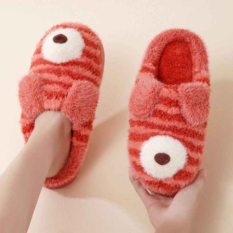 Autumn and Winter Cute Puppy Cotton Slippers Warm Flat Shoes Indoor Non-slip Cotton Shoes Soft Shoes