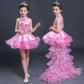 Children's Princess Dress Girls Evening Dress Flower Girl Student Performance Dress Tail Wedding Dress Tutu Dance Costume