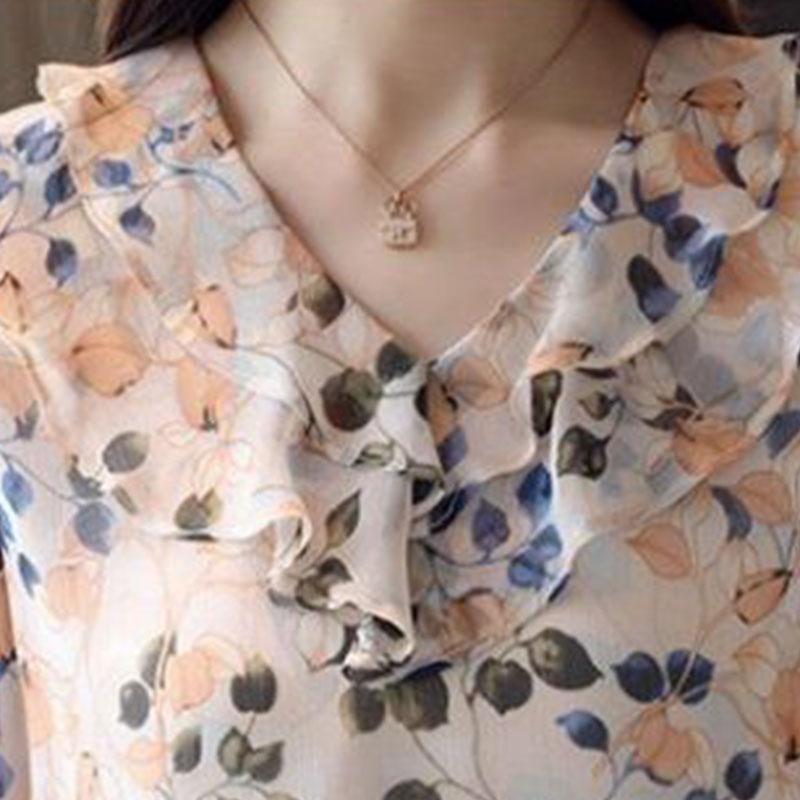 Flower Chiffon Shirt Short -sleeved Women's Summer Loose Top Fashion Temperament Small Shirt