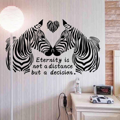 [Wall sticker ]Love Zebra Wall Stickers Black Couple Room Home Decoration Decals Pvc Murals Diy Stic