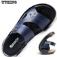 Leather Sandals Summer Shoes Man Breathable Casual Shoes Flat Walking Sandals Male Footwear