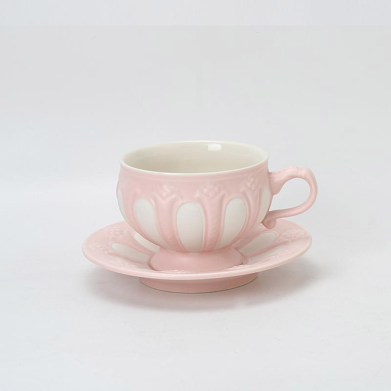 European Afternoon Tea Set, Coffee Cup, Saucer Set, Spoon, French Retro Embossed English Teapot, Cup