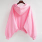 2021 Spring and Autumn Short Hooded Sweater Korean Style Loose Thin Long-sleeved Jacket Women
