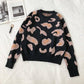 3 Colors Leopard O-neck Pullover Long Sleeve Short Twist Sweater Women Open Waist Knitwear