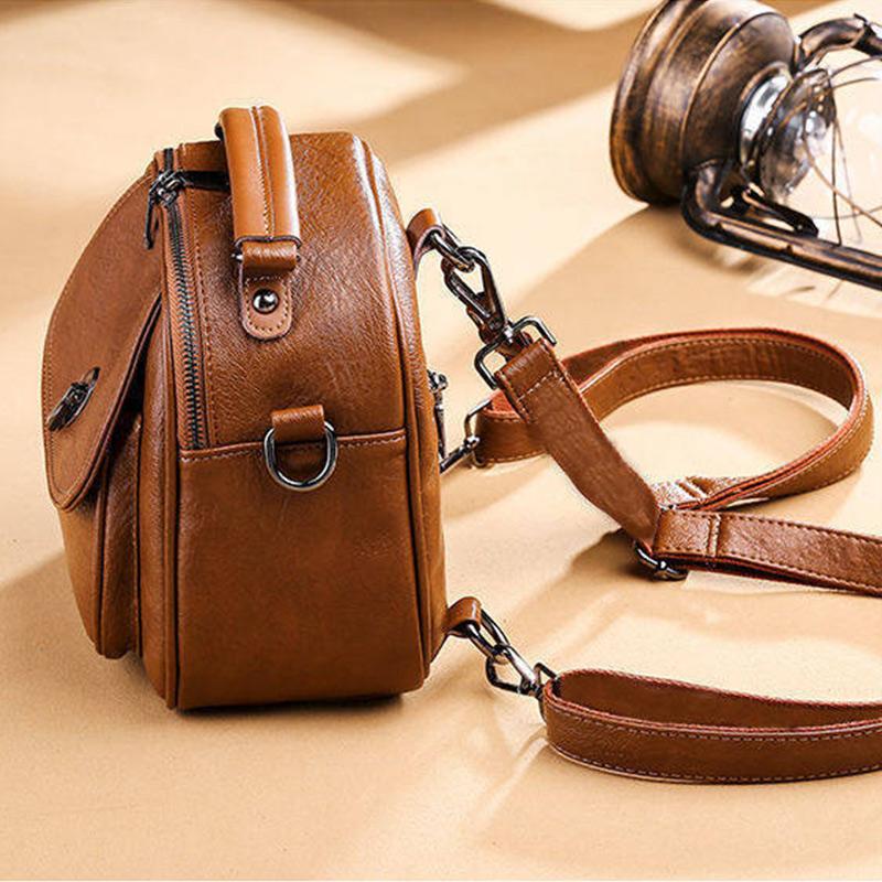 Multifunctional Backpack Handbag Trend Korean Fashion Simple and Versatile Soft Leather Small Backpack