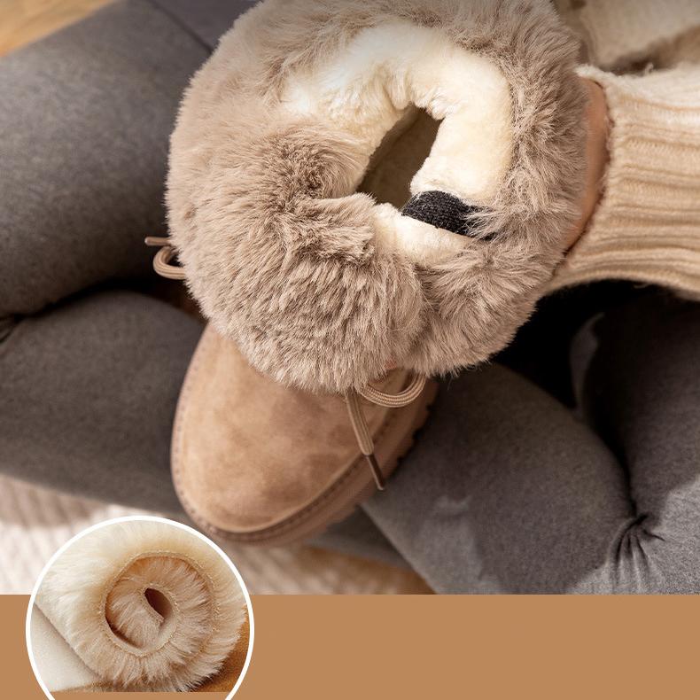 Women's Boots Winter Shoes Fur Boots Plush Warm Snow Ankle Booties Female Platform Chunky Boots Cow Suede Shoes