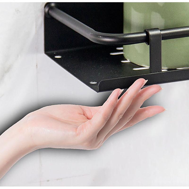 Stainless Steel Bathroom Storage Shelf Punch-Free Kitchen Bathroom Toilet Wall Hanging Storage Rack
