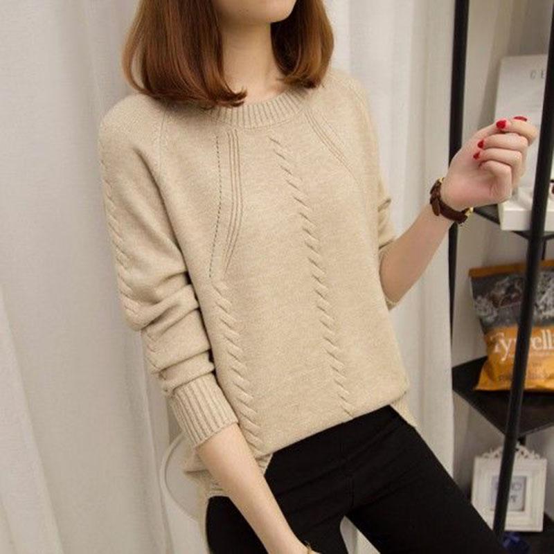 Long Sleeve Sweater Soft Loose Top Sweater Women's Fashion Autumn Winter Round Neck Sweater
