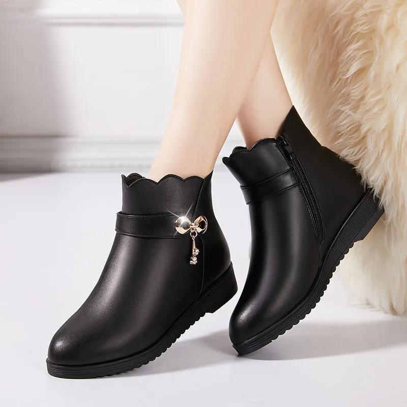 Winter Flat-bottomed Comfort and Warmth Plus Velvet Cotton Shoes Soft-soled Non-slip All-match Ankle Boots