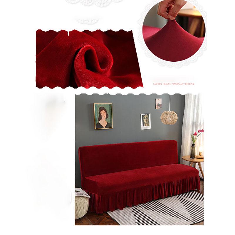 Armless Sofa Cover Inclusive Magic Sofa Cover Solid Color Folding Sofa Bed Cover with Skirt Elastic Furniture Protector Slipcover Couch Cover