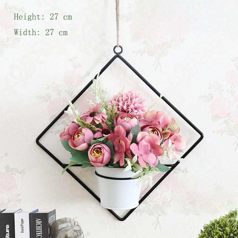 Home Hanging Wall Hanging Decoration Artificial Flower Wall Pendant Simulation Plastic Flower Basket Living Room Wall Decoration Floral Potted Plant