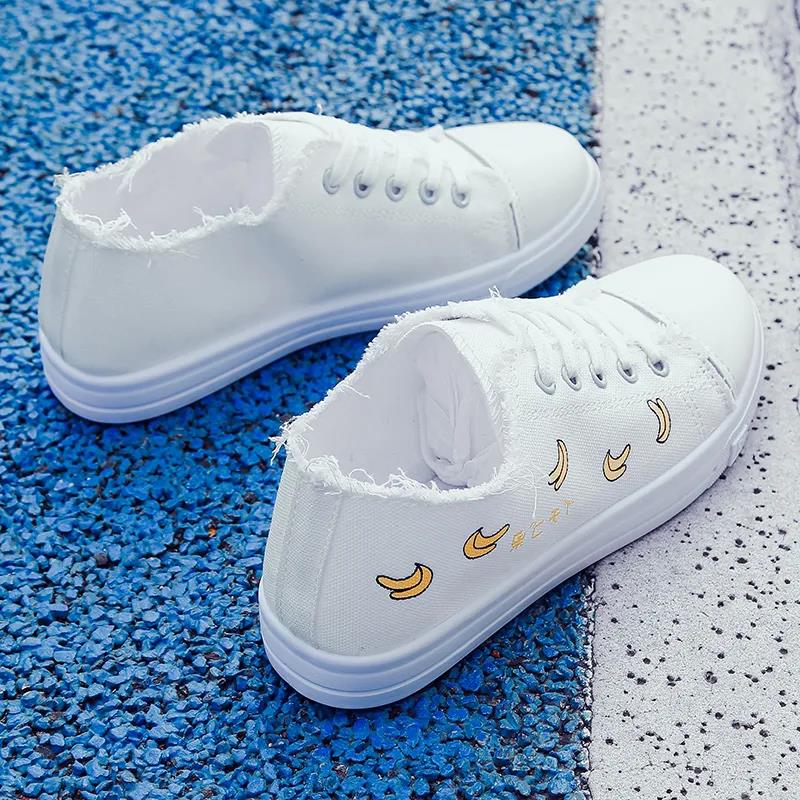 Canvas Shoes Women's Shoes Summer White Shoes Breathable Cloth Shoes Students Flat Sports Shoes Sneakers