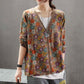 Spring Autumn Vintage  Printed Cardigan Sweater Women's Ethnic Style Knit Sweater Coat