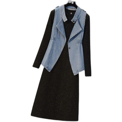 Fashion Retro Suit 2021 Autumn Sexy Waistcoat Top and Skirt Two-piece Female