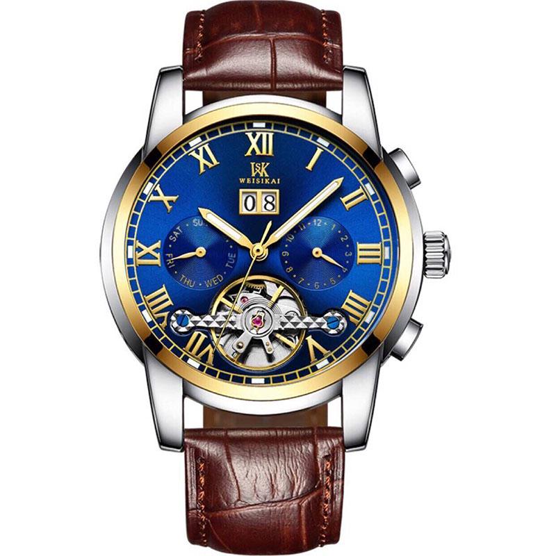 Men Top Luxury Brand Men's Skeleton WristWatch Stainless steel Antique Steampunk watch