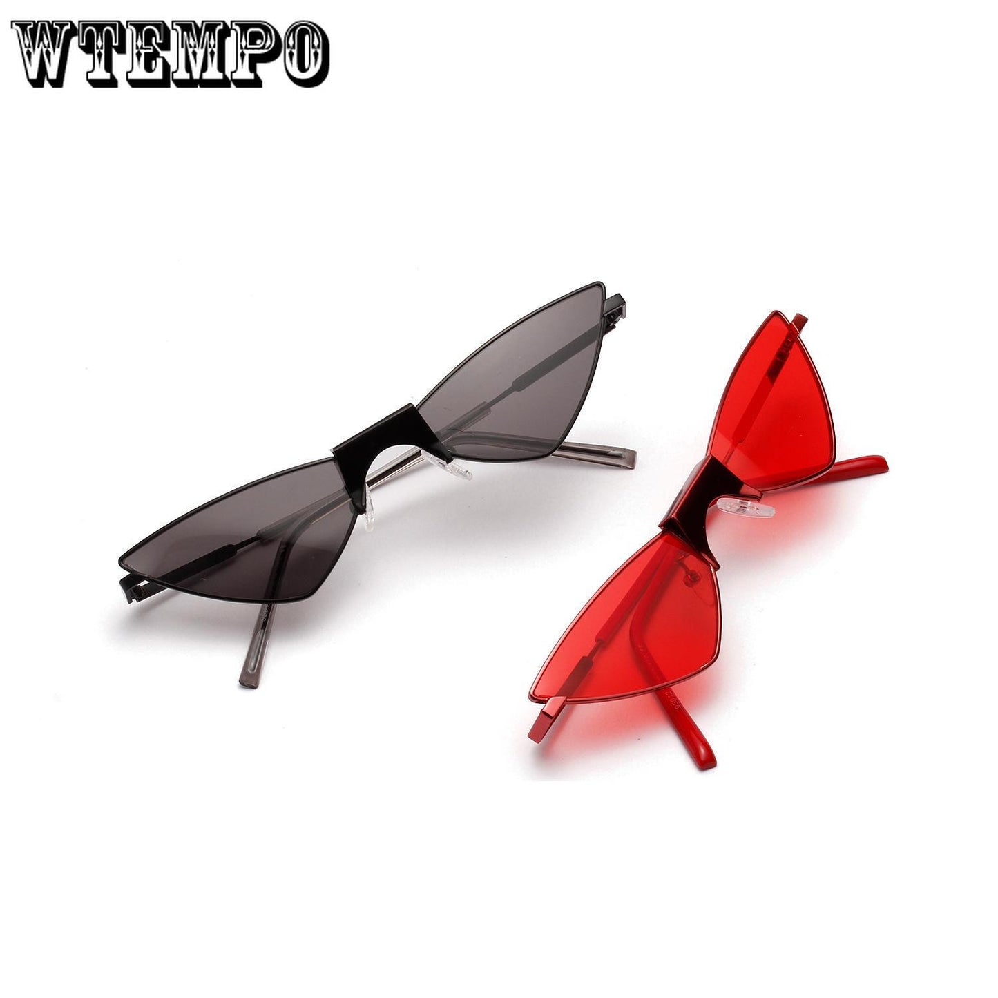 WTEMPO Butterfly sharp-eyed cat glasses popular sunglasses women through red retro sunglasses female