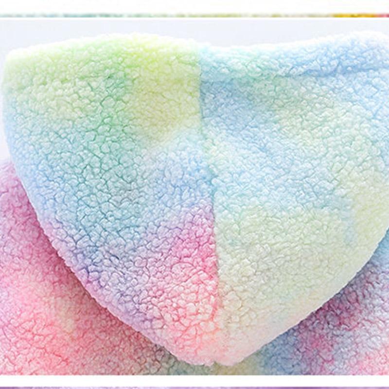 Girls Plus Velvet Fur Autumn and Winter Girls Western Style Children's Thickened Baby Girl Warm Jacket Plus Velvet Quilted Colorful Wool Sweater