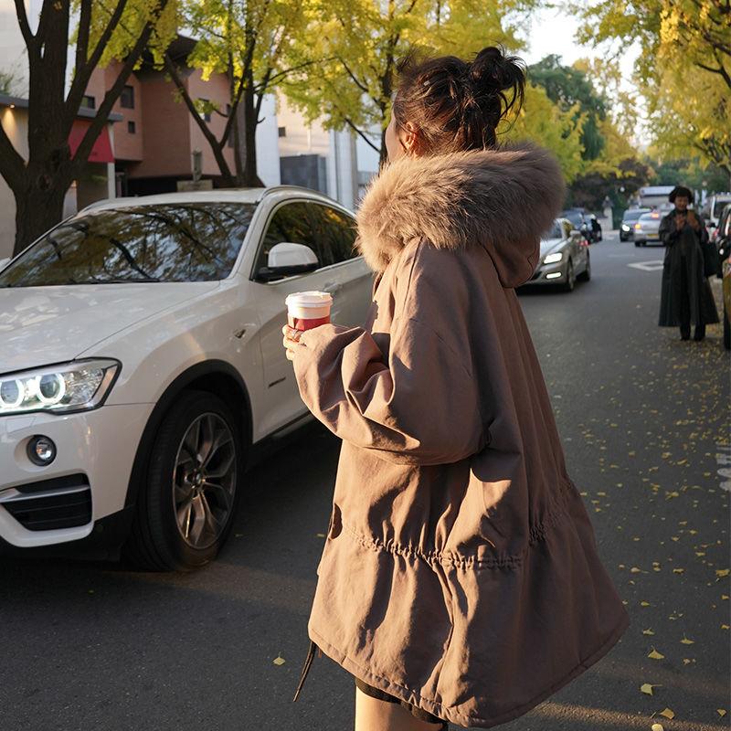 Winter Women's Tooling Parker Clothing Outdoor Fashion Loose Padded Jacket Mid-length Drawstring Slim Women's Padded Jacket