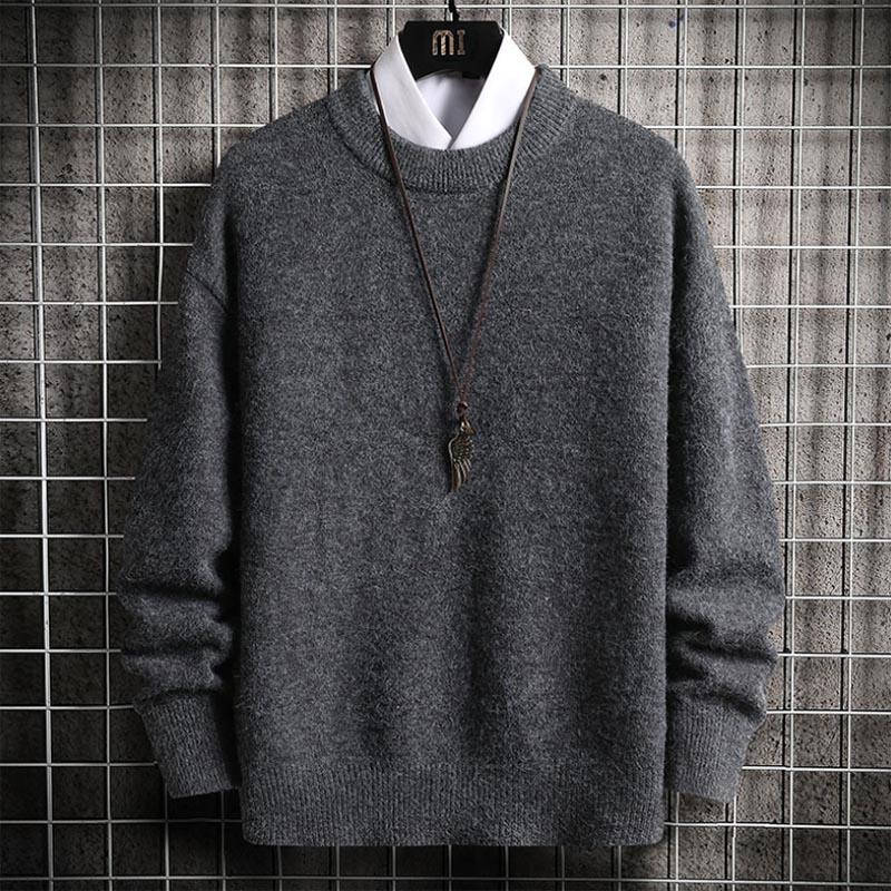 Autumn And Winter Men Casual Imitated Mink Wool Solid Color O Neck Pullover Sweaters 9 Color M-3XL
