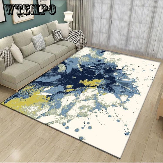 Geometric Print Non Slip Microfiber Living Room Decorative Modern Washable Area Rug Mat