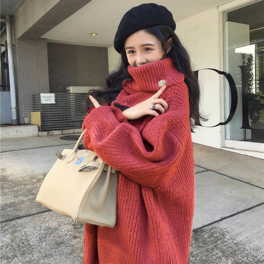 All-match Women's Autumn and Winter Loose Sweater Bottoming Shirt Long Sleeve Round Neck Sweater