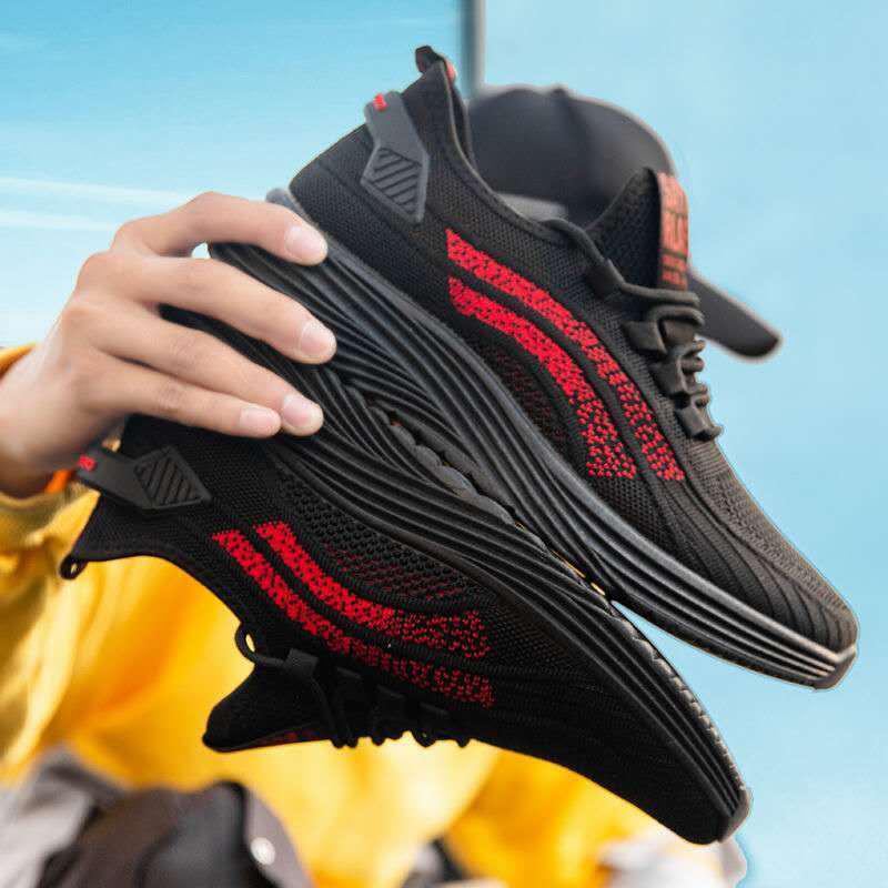 Summer Men's Shoes Fly Woven Comfortable Breathable Sports Shoes Running Shoes All-match Casual Shoes Men