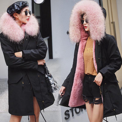 Women Retro Faux Fur Parka Coats Outwear Long Warm Overcoat Girl