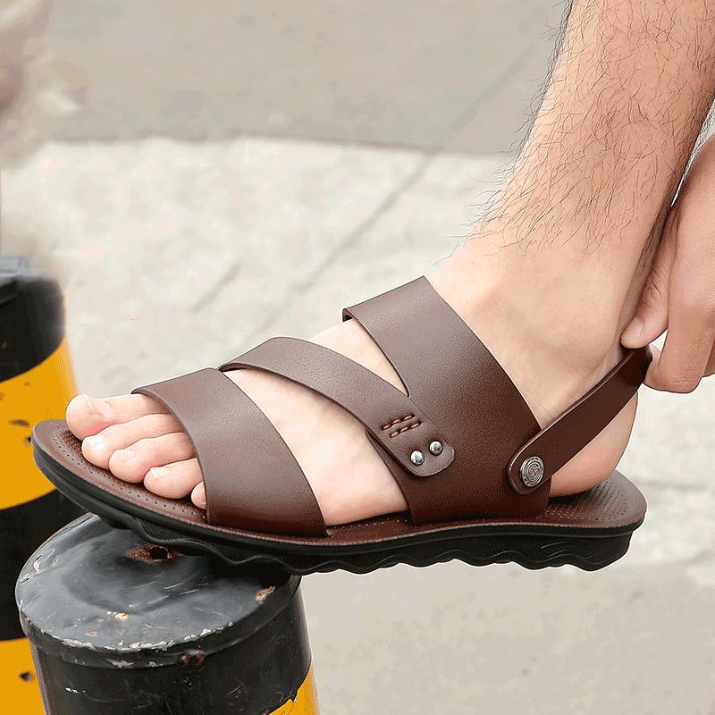 Summer Beach Shoes Men's Trend Casual Non-slip Sandals Leather Men's Sandals Shoe