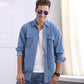 Denim Loose Jacket Long Sleeve Shirt Men's Pocket Jeans Outerwear Casual Spring Summer Cardigan Jacket High Quality Lapel Denim Shirt
