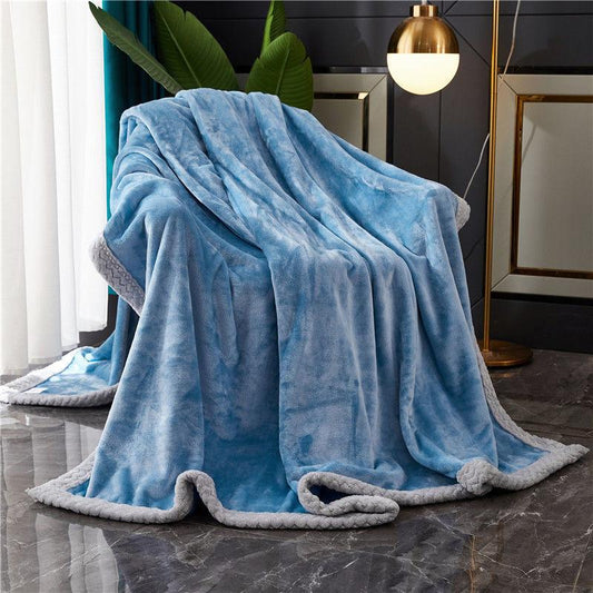 Pure Color Thick Milk Fleece Blanket Quilt Coral Fleece Autumn and Winter Flannel Blanket Plus Fleece Quilt Nap Blanket Sofa Decorative Blanket