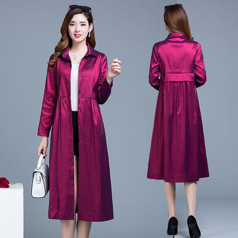 Windbreaker Female Spring and Autumn Long Section Korean Version Loose Temperament Long Overcoat