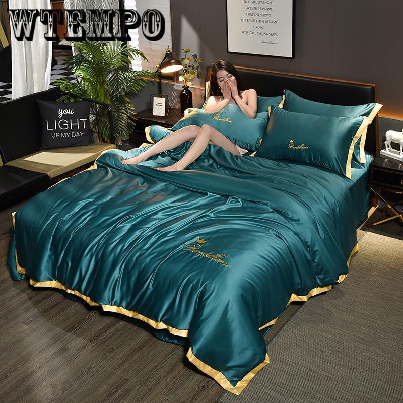 Summer Solid Color European Four-piece Bedding Comfortable Bedroom Home Supplies
