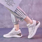 Women Sport Shoes Lace-Up Rubber Mesh Round Cross Straps Flat Sneakers Running Shoes Casual Shoes