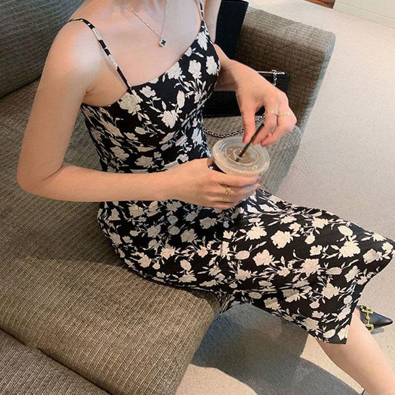 Summer French Floral Sling Skirt Sexy Self-cultivation Waist Slimming Temperament Inner Dress Female