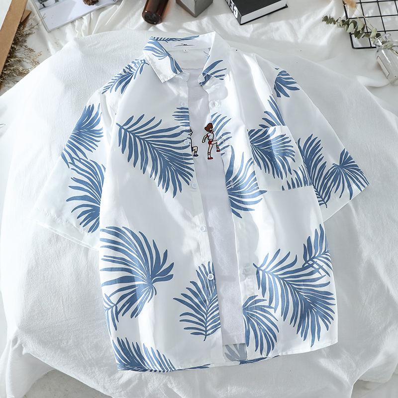 Summer Short-sleeved Shirt Retro Loose Seaside Holiday Flower Shirt Beach Couple