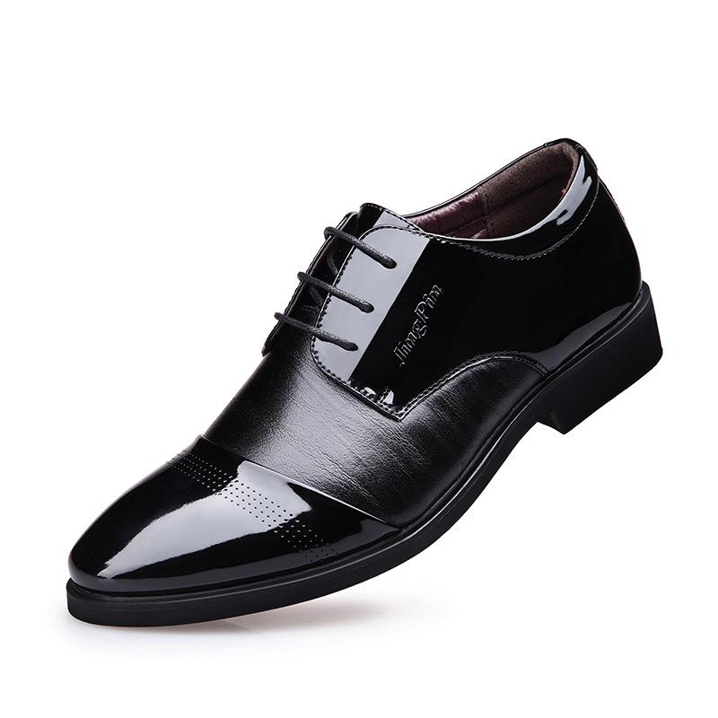 Men's Leather Shoes Business Increased Breathable Dress Shoes Men's Pointed Lace