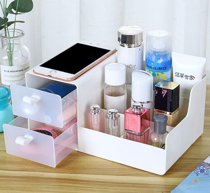 Cosmetic Storage Box Finishing Box Student Dormitory Bedroom Lipstick Makeup Brush Storage Rack Multifunctional Desktop Storage