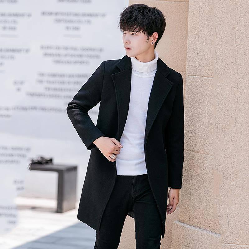 Men's Fashion Wool Woolen Coat Double Breasted Coat Women Winter Jacket Woolen Trench Coat