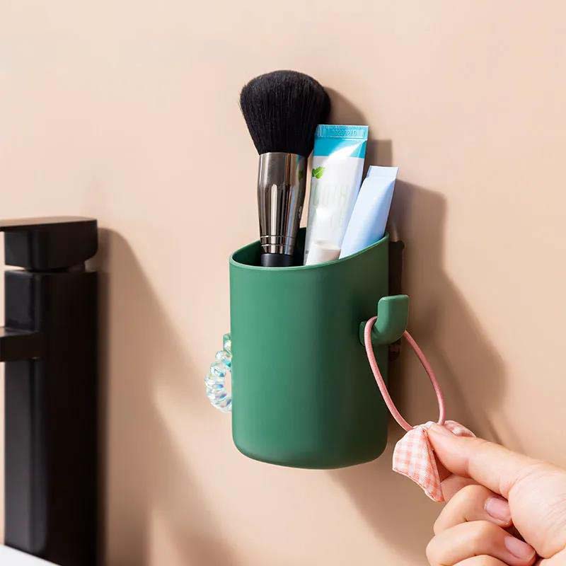 Bathroom Wall-mounted Toothbrush Storage Frame Wash Table Comb Toothpaste Storage Box