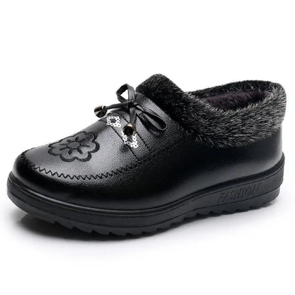 Winter Leather Women's Cotton Shoes Waterproof Cloth Shoes Fleece Warm Cotton Boots
