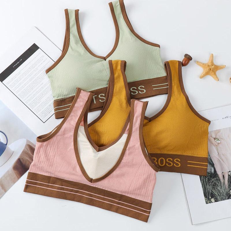Korean Version of Sports Fitness Running Shockproof Tight Elastic No Steel Ring Yoga Beauty Back Tube Top Wrap Chest Anti-glare Bottoming Bra