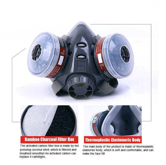 Half Mask Spray Paint Gas Mask Respiratory Protection Safety Dust-proof Respirator Mask Filter