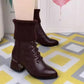 Women's Autumn Non Slip High Heel Short Martin Boots Female Winter Large Size Solid Color Warm Boots