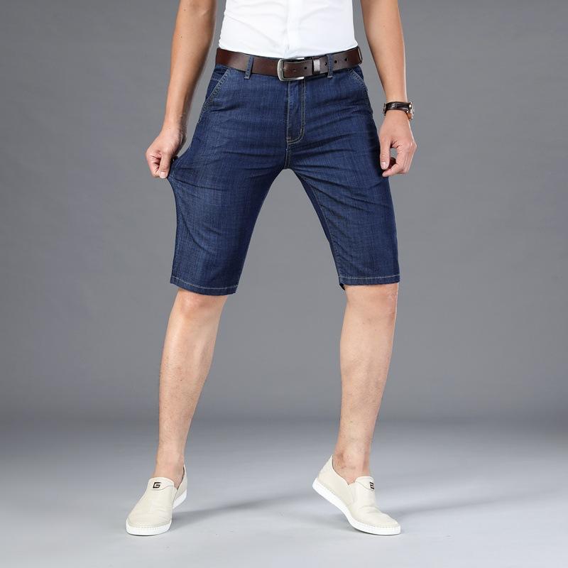 Summer Thin Denim Shorts Stretch Straight Five-point Jeans