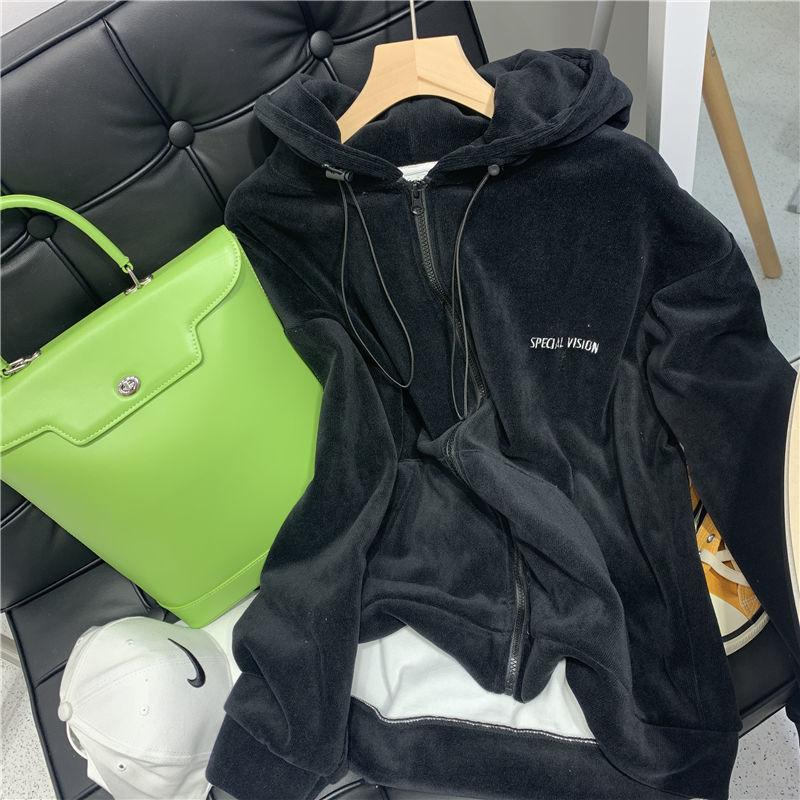 Women's Autumn and Winter Sweater Student Loose Plus Velvet Thick Casual Cardigan Korean Style Ins Jacket Casual Loose Top