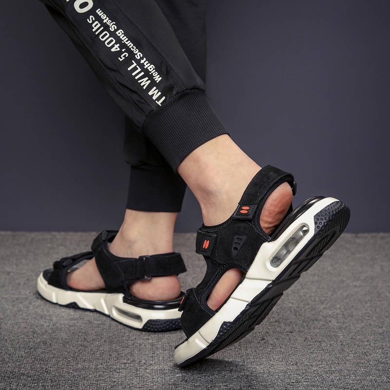 Summer Sandals Men's Leather Soft Bottom Breathable Casual Shoes Men's Cushion Cushioned Beach Shoes